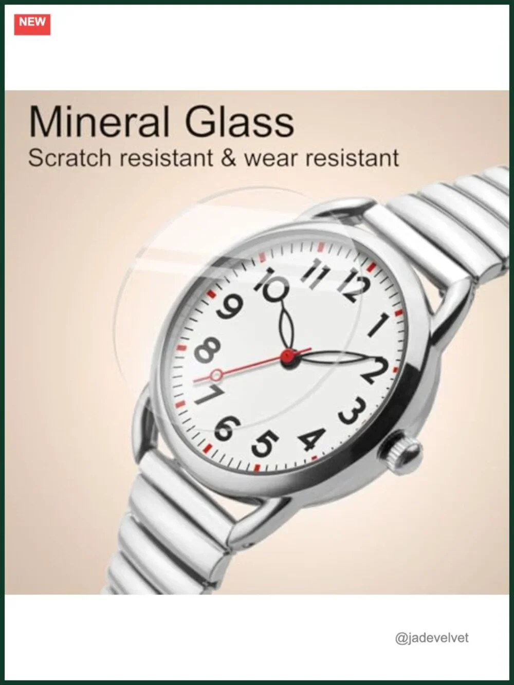 Silver Watch with 4 Stretch Bands for Women, Easy Reader, Water Resistant